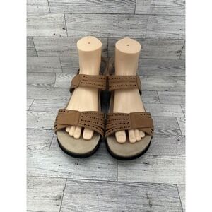 Abeo Biosystem Women Tan Leather Comfort‎ Sandals Slip On Ankle Strap WN11